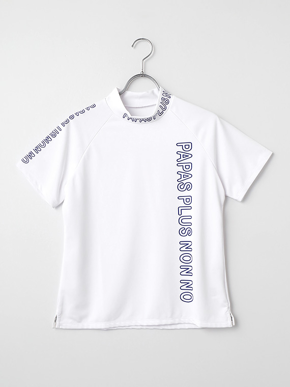 【SALE】レディースGOLF エステルエコメッシュ ロゴ入りモックネックTシャツ