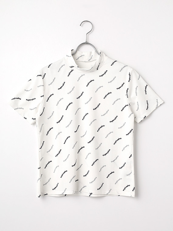 【SALE】レディースGOLF エアドットロゴプリント柄 モックネックTシャツ