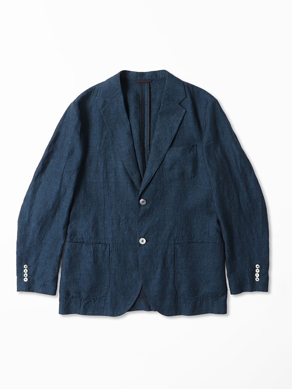 水撚りリネンニュージャパンブルー ジャケット