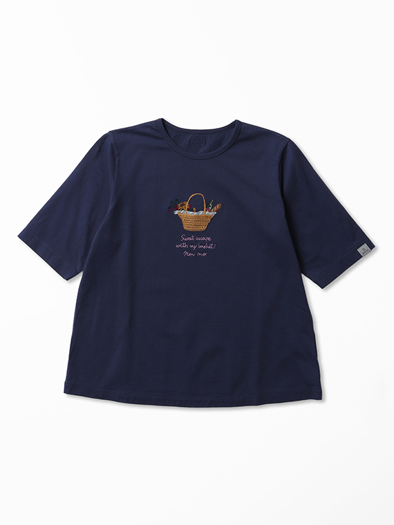 シャンカー6オーガニック天竺 バスケットモチーフ刺繍入りTシャツ