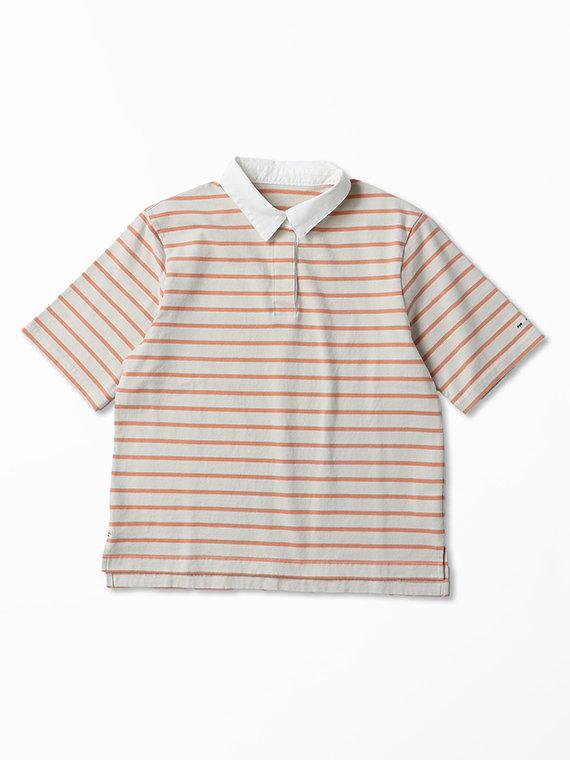 度詰天竺 ボーダーポロシャツ[5分袖]
