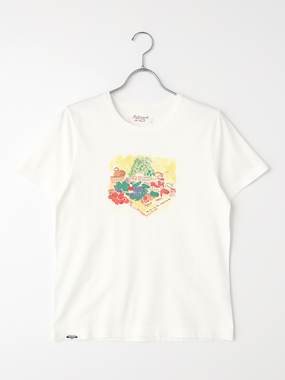 【60th Anniversary Collection】コンパクトヤーン天竺エアロシフォン加工　水彩画Tシャツ【野菜】