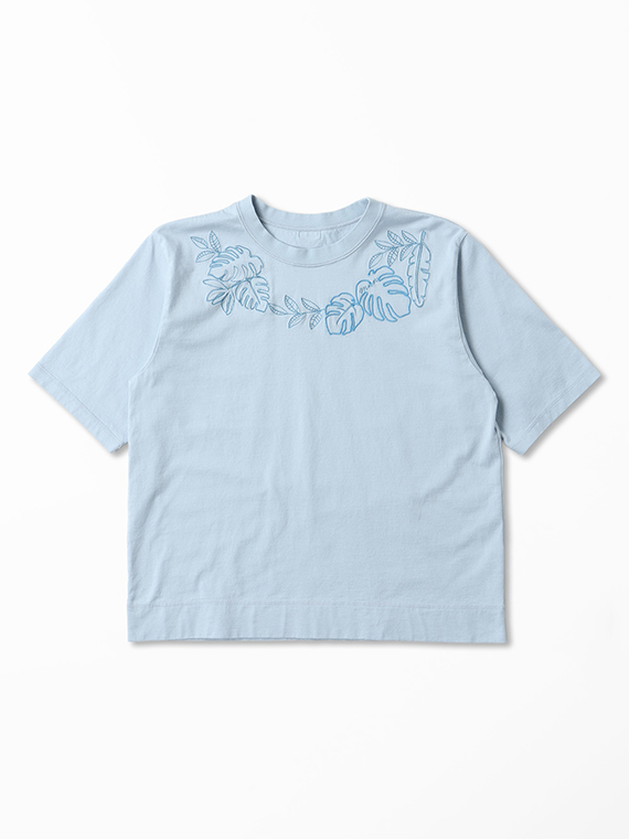 タリイ天竺 モンステラ刺繍Tシャツ