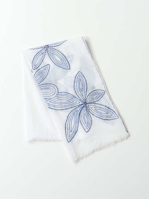 ビッグ フラワー 刺繍 ストール