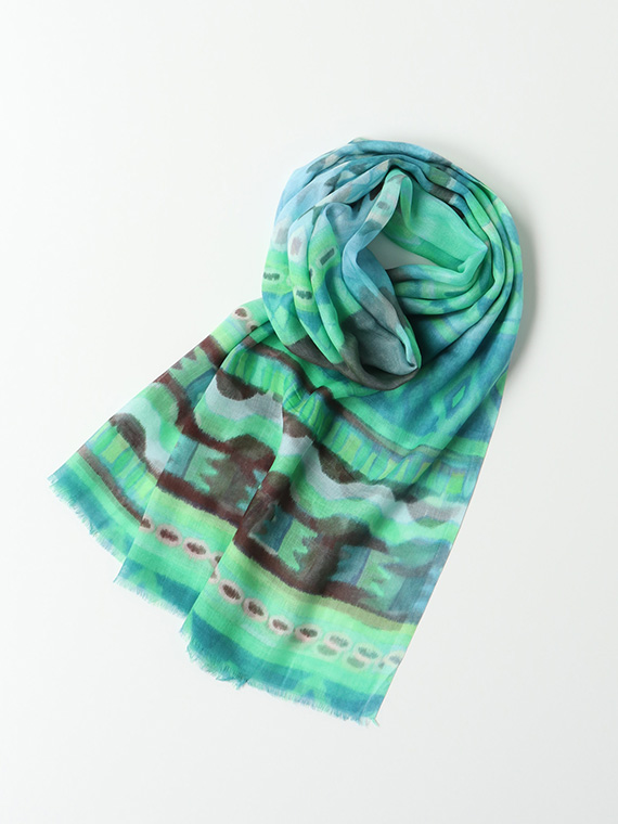 エスニック にじみ プリント ストール