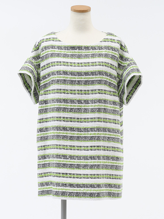 スラブ ボーダー ショートスリーブ ブラウス