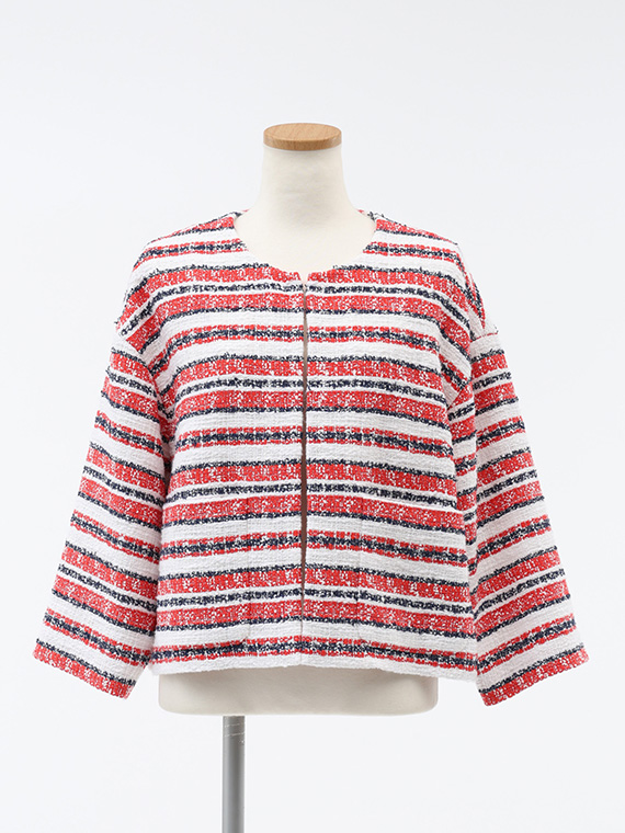 スラブ ボーダー クルーネック ジャケット