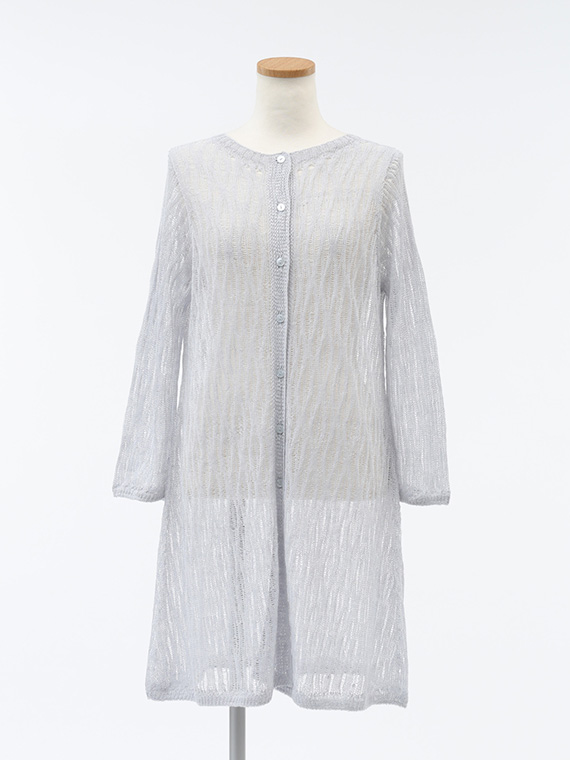 リネンシャワー レース編み ロング カーディガン