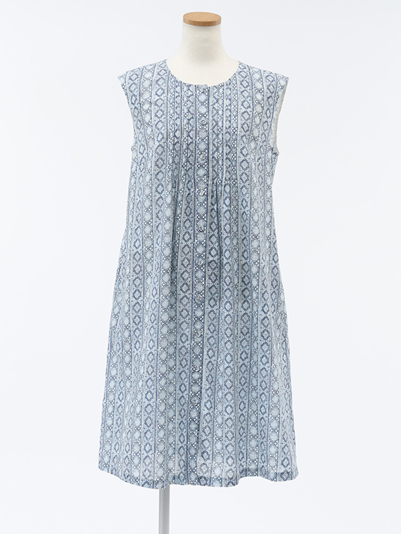 《入荷リクエスト受付中》 スラブローン ｘ 文様プリント ノースリーブ チュニック