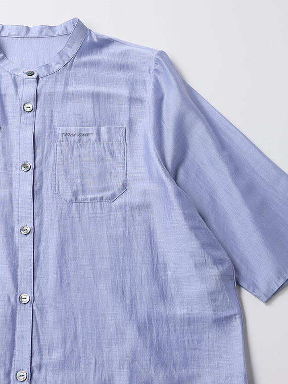 バンドカラークロップドシアーブラウス