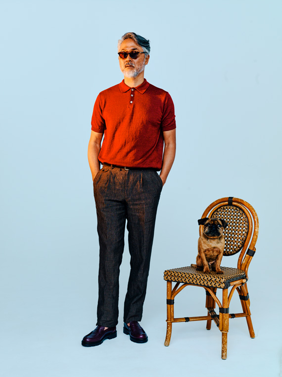 【SALE】リネンシャンブレー 2タックパンツ