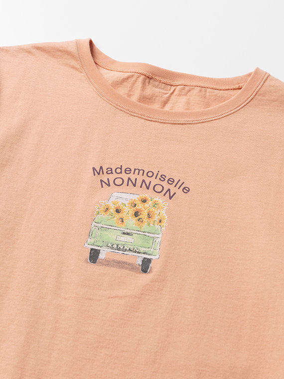 エアーコットン天竺 トラック＆サンフラワープリントTシャツ
