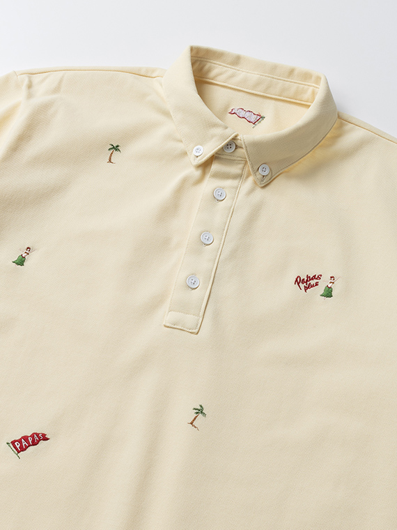 クアトロセブン鹿の子 飛び柄刺繍 ポロシャツ