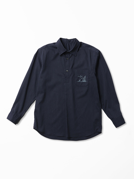 ポリエステル/麻 プルオーバーシャツ