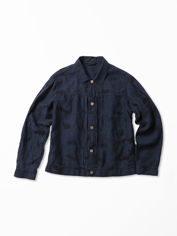 リネンプリント ピックアップトラック ショート丈ブルゾン