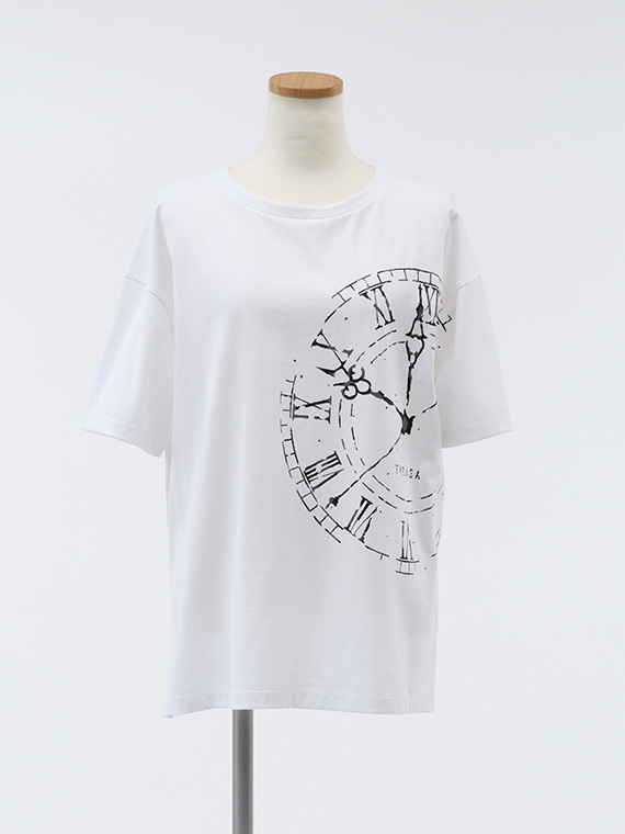 《入荷リクエスト受付中》 40/２天竺 クロックプリント Tシャツ