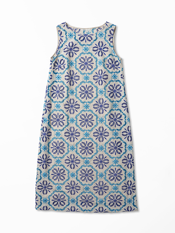 カットワーク刺繍 ノースリーブ ワンピース