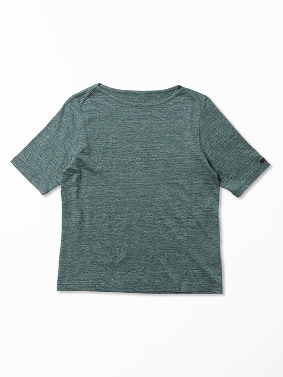 ウオッシャブルリネンTOP天竺 ボートネックTシャツ