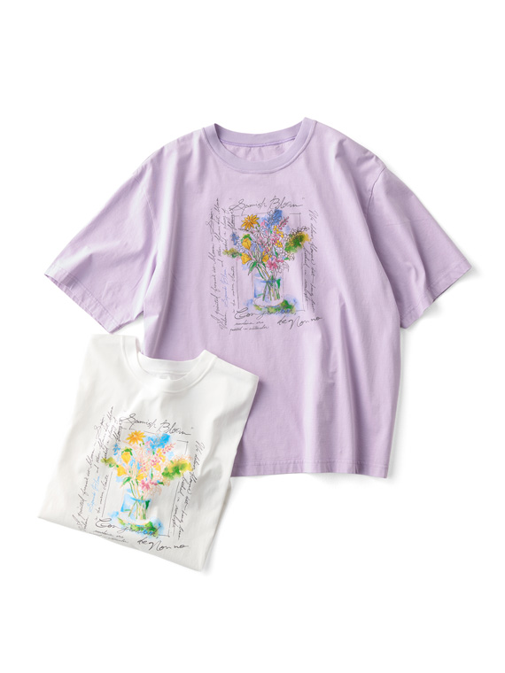 サイロプレミアム天竺 スパニッシュブルームプリントTシャツ