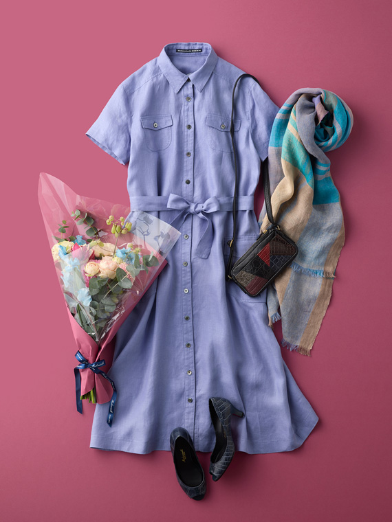 ノルマンディリネン サファリ風ワンピース