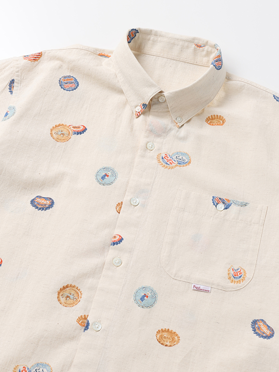 コットン/リネンキャンブリック プリント半袖シャツ