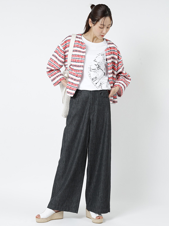 スラブ ボーダー クルーネック ジャケット