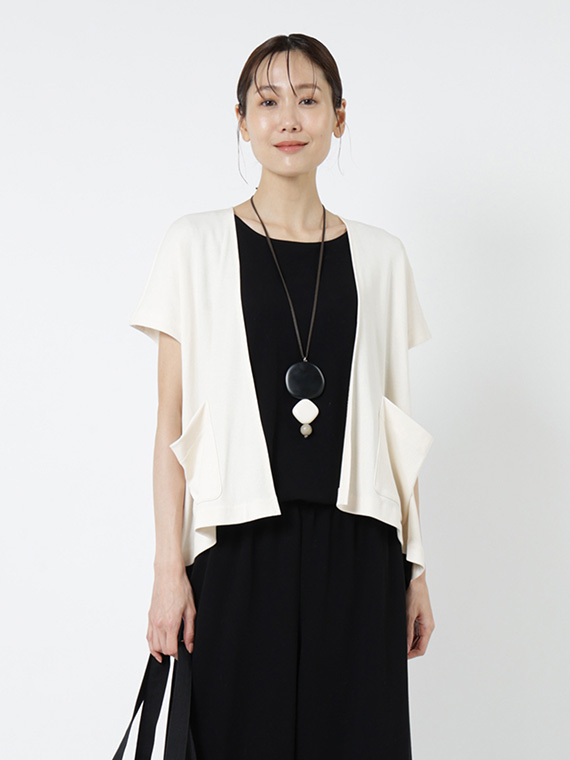 強撚 ポンチ ドロップショルダー カーディガン