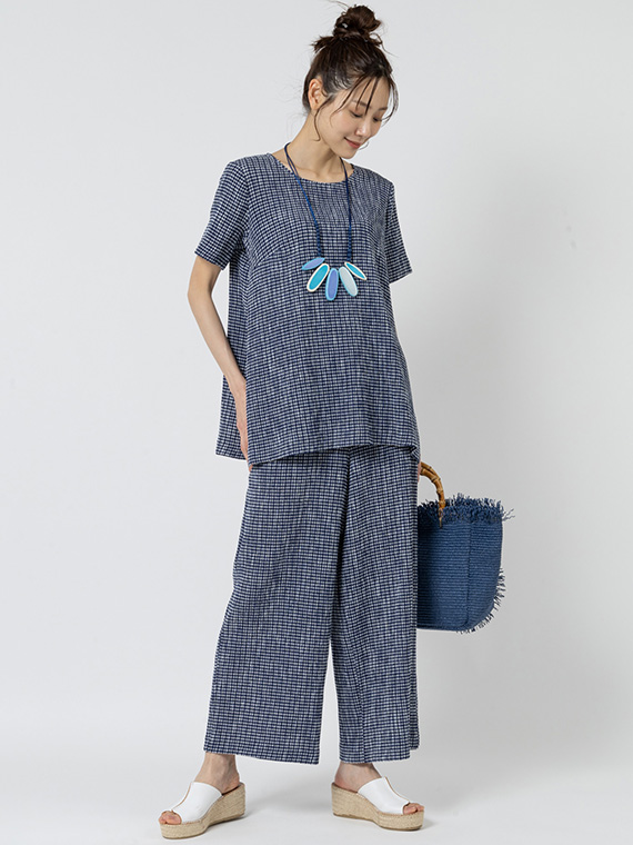 シャーリング ボーダー ショートスリーブ チュニック