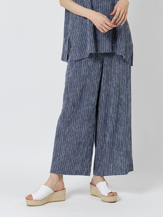 シャーリング ボーダー イージーパンツ