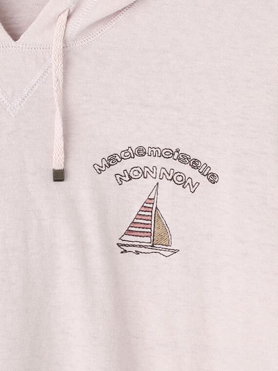 【SALE】モンサンミッシェル＆ラフィ天竺 刺繍入りパーカー