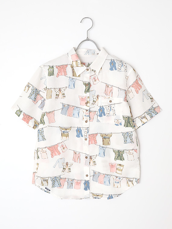 60th Anniversary Collection】リネンプリントシャツ【LAUNDRY 