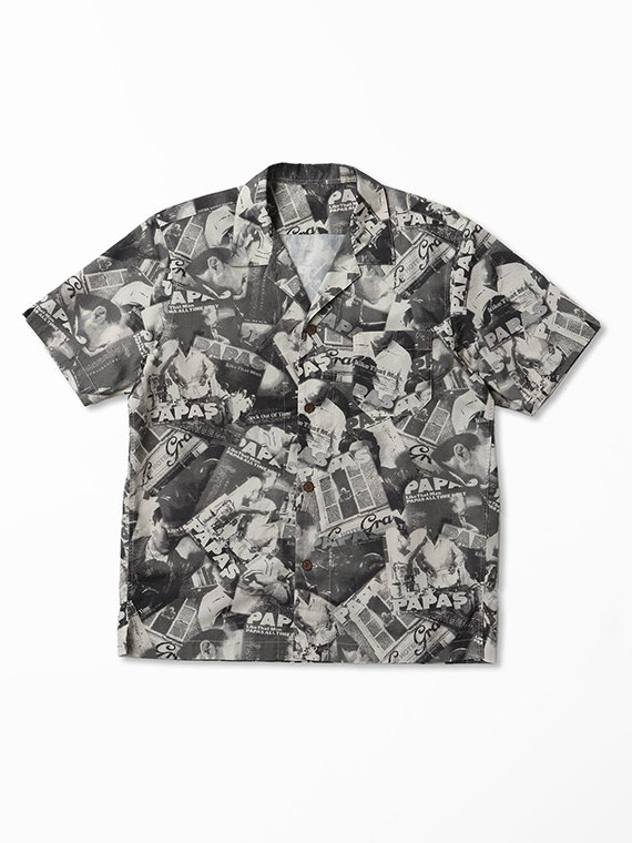 50/1ブロード PAPAS BOOKプリント半袖シャツ