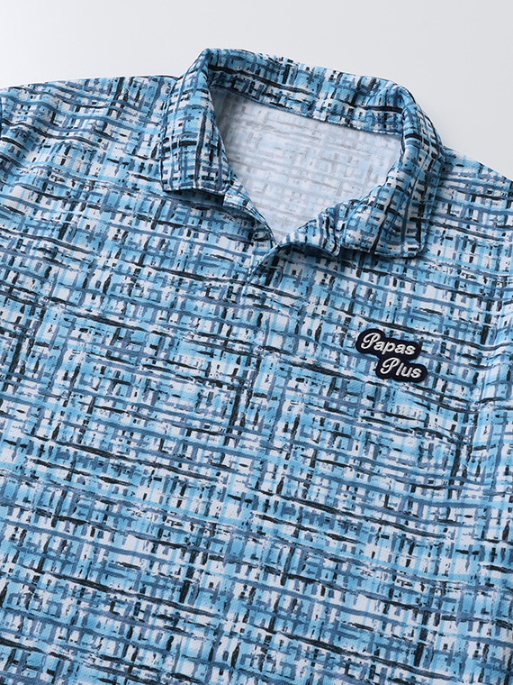 メッシュリバー チェック柄プリント半袖シャツ