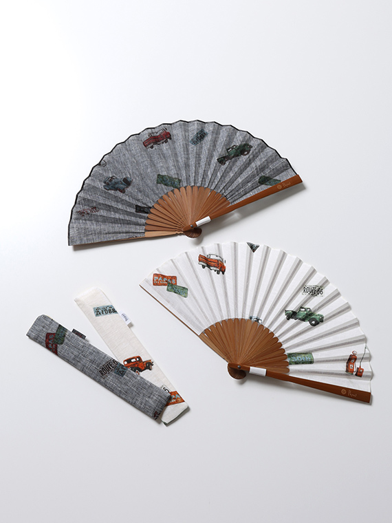 フレンチリネンシャンブレープリント 扇子