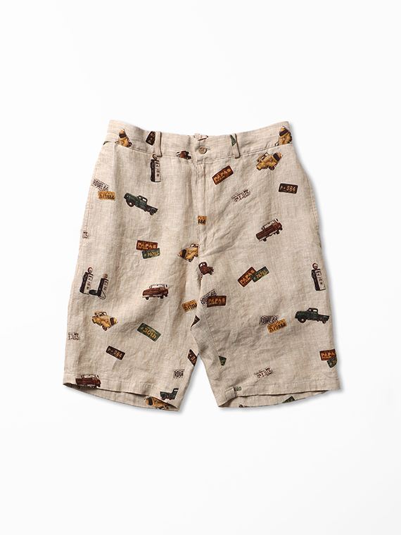 リネン プリントイージーショートパンツ