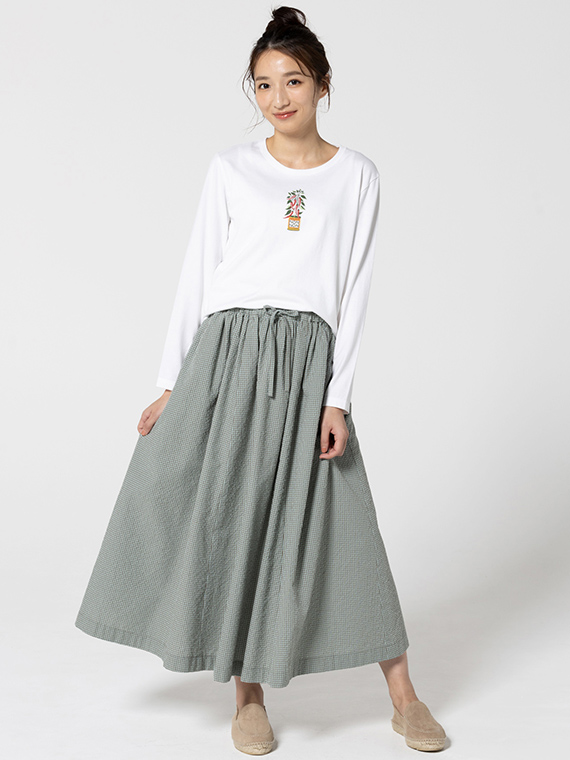 シャーリングギンガム ギャザーフレアースカート