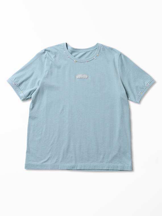 エアーコットン天竺 ワッペン&3色ステッチ刺繍Tシャツ