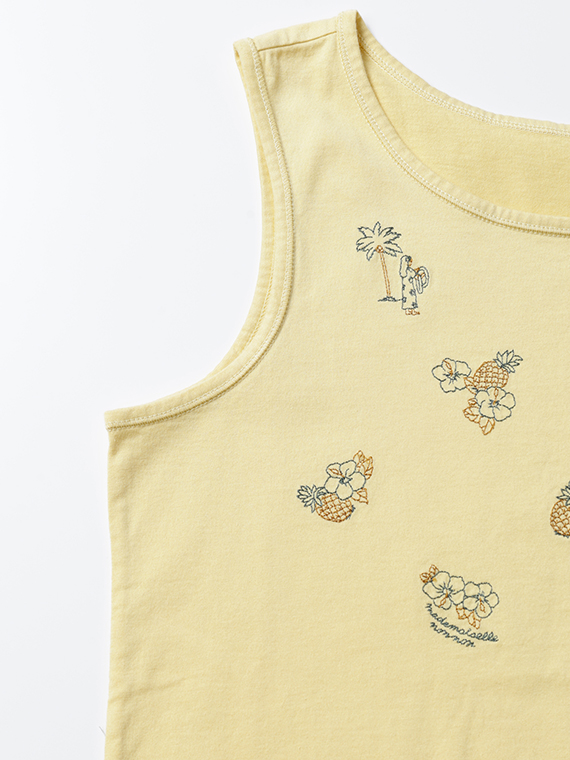 コンパクトヤーン天竺 2色刺繍タンクトップ