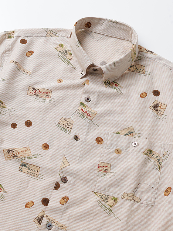 トップボーダー タグ&ボタンプリント半袖シャツ