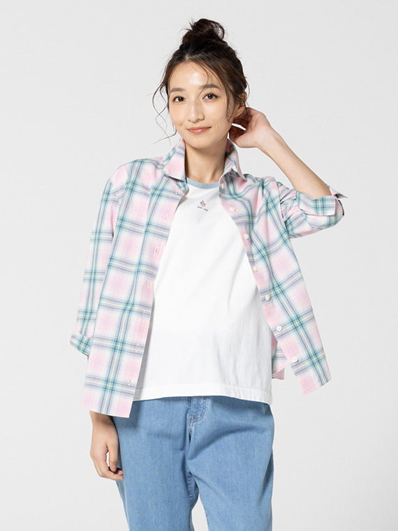 ローンチェック長袖シャツ