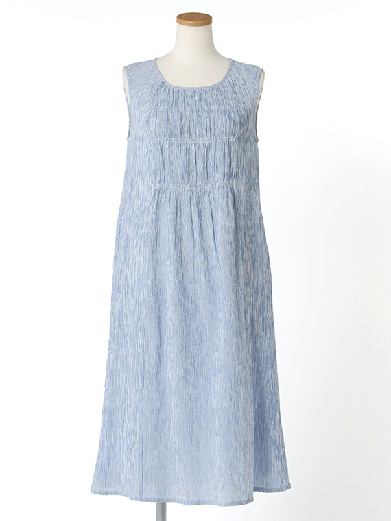 インドコットン クレープ ストライプ ワンピース