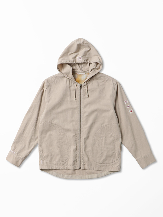 強撚ムラコットンツイル フード付きブルゾン