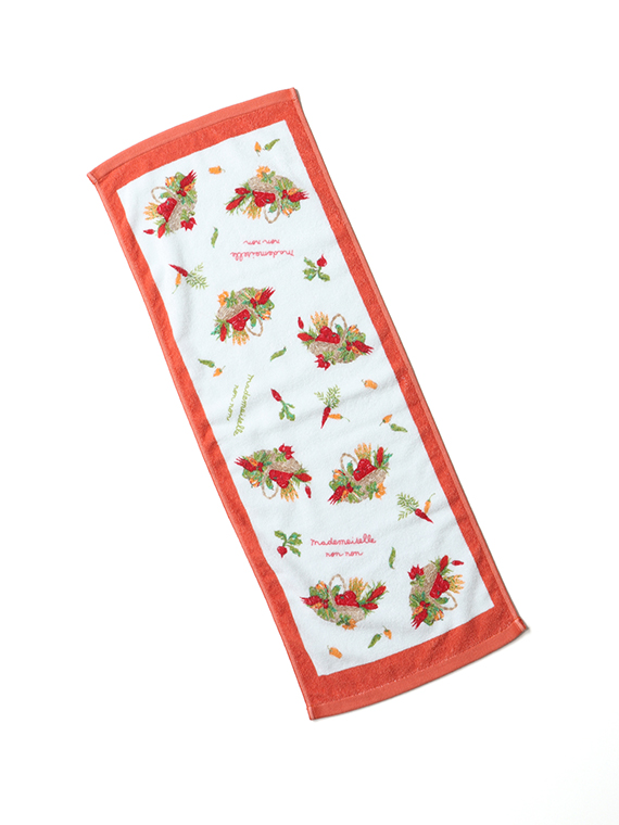 ベジタブルバスケットプリント フェイスタオル