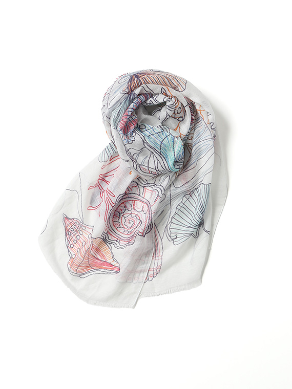 <BARBIERI>バルビエリ シェルプリントスカーフ