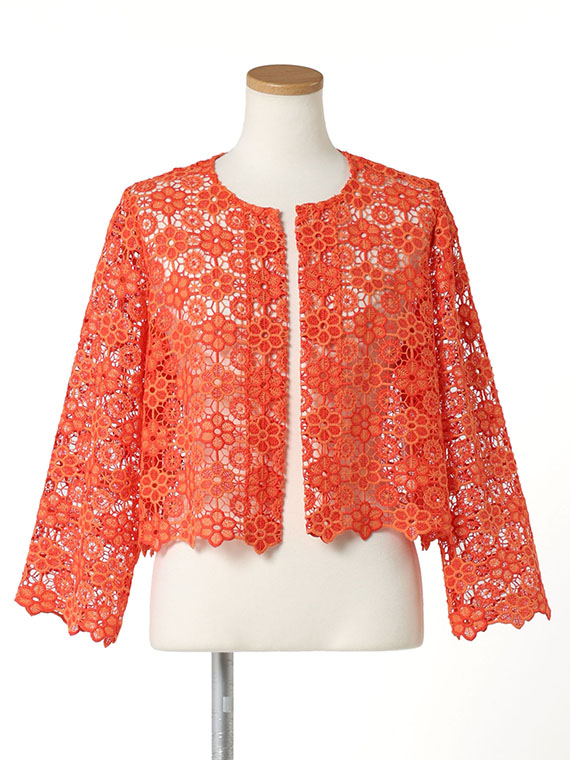 バイカラー フラワー刺繍 ジャケット