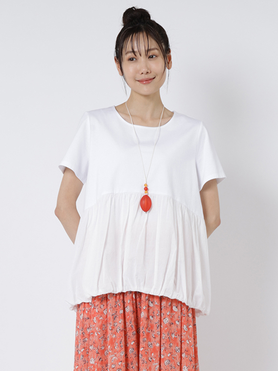 ビンテージ ローン × 天竺 ショートスリーブ ブラウス