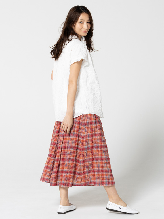 ローンシャーリングチェックワッシャー ギャザースカート