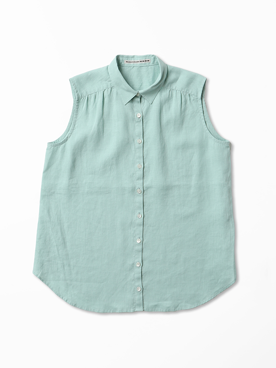 リネンソフト仕上げ ノースリーブブラウス