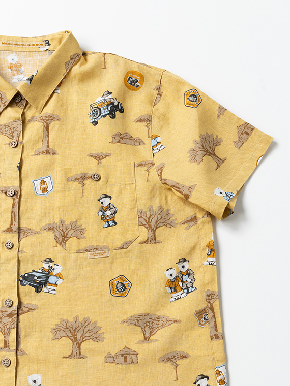 リネン サファリベアプリントシャツ[半袖]