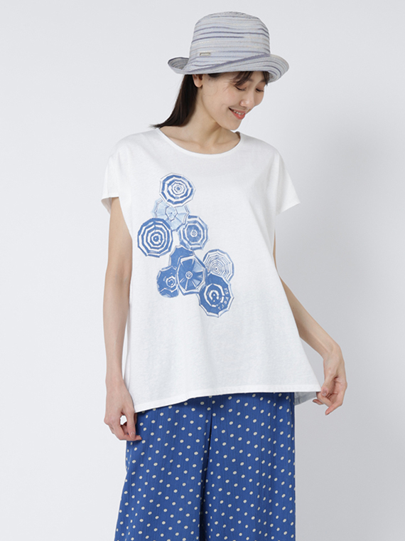 〖入荷リクエスト受付中〗パラソル プリント フレンチスリーブ Tシャツ